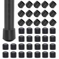 16mm Round Floor Protector Pads PVC Furniture Leg Covers Anti-Slip Chair Leg Cap Cover Reduce Noise Table Feet Cap - 40Pcs. - Black