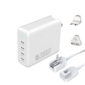 4smarts GaN Flex Pro 200W Desk / Wall Charger - 4x USB - White