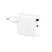 Puro PD gyors fali töltő - 25W, USB-A, USB-C - fehér