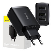 Baseus kompakt gyorstöltő CCXJ020102, 3x USB, 17W