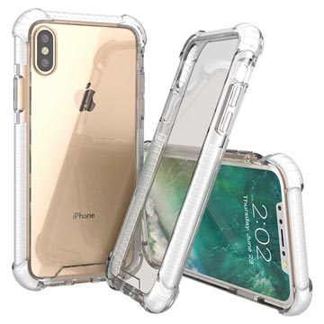 iPhone X Anti-Shock hibrid kristály tok - átlátszó / fehér