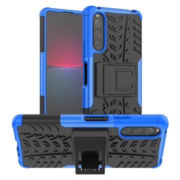 Anti-Slip Sony Xperia 10 IV Hybrid Case with Stand - Blue / Black