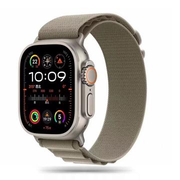 Apple Watch Series Ultra 2/Ultra/9/8/SE (2022)/7/SE/6/5/4/3/2/1 Tech-Protect Nylon Pro Strap - 49mm/45mm/44mm/42mm - Titanium / Olive