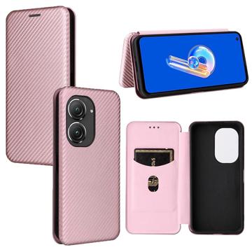 Asus Zenfone 9 Flip Case - Carbon Fiber - Rose Gold