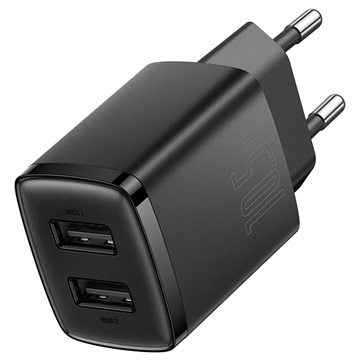 Baseus kompakt fali töltő 2 USB porttal - 10,5 W - fekete