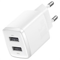 Baseus kompakt fali töltő 2 USB porttal - 10,5 W - fehér