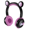 Bear Ear Bluetooth fejhallgató BK7 LED-del - fekete