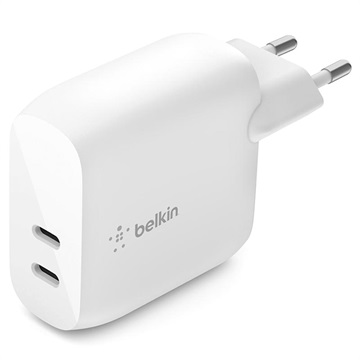 Belkin BoostCharge fali töltő 40 W - PD 3.0, 2xUSB-C - fehér