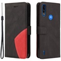 Bi-Color sorozatú Motorola Moto E7 Power Wallet tok - fekete