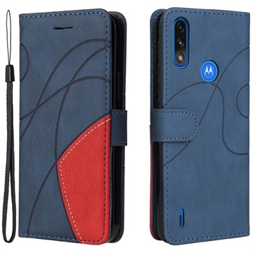 Bi-Color sorozatú Motorola Moto E7 Power Wallet tok - kék