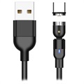 Fonott forgó mágneses USB Type-C kábel - 2 m - fekete