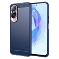 Honor 90 Lite/X50i Szálcsiszolt TPU Tok - Szénszálas - Kék