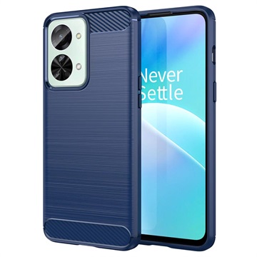 OnePlus Nord 2T szálcsiszolt TPU tok - szénszálas - kék