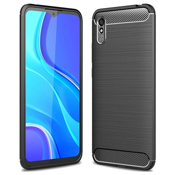 Xiaomi Redmi 9A szálcsiszolt TPU tok - szénszálas