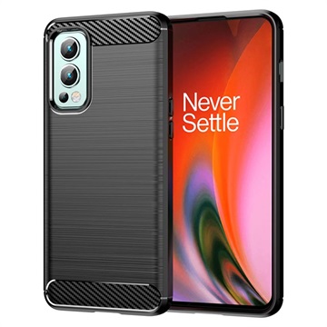 OnePlus Nord 2 5G szálcsiszolt TPU tok - szénszálas - fekete