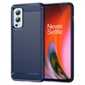 OnePlus Nord 2 5G szálcsiszolt TPU tok - szénszálas - kék