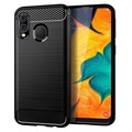 Samsung Galaxy A40 szálcsiszolt TPU tok - szénszálas - fekete