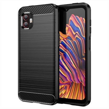 Samsung Galaxy Xcover6 Pro szálcsiszolt TPU burkolat - szénszálas - fekete