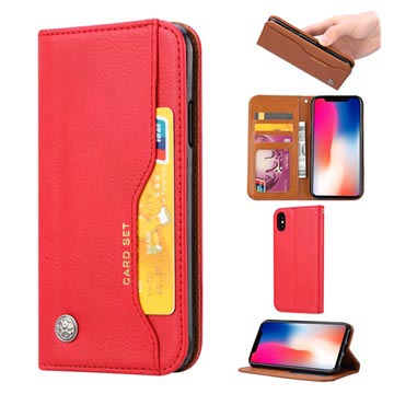 Kártyakészlet Series iPhone XS Max Wallet tok - piros