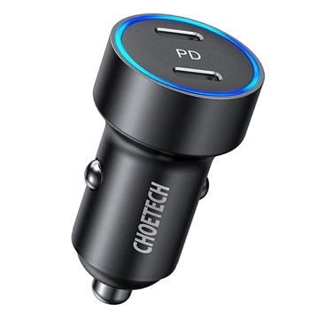 Choetech Dual-Port USB-C PD autós töltő - 36W - fekete