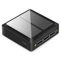 Kompakt Solar Power Bank - 10000mAh, 3xUSB-A - Fekete