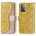 Croco Bling sorozat Samsung Galaxy A52 5G, Galaxy A52s pénztárca tok - arany