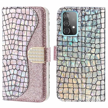 Croco Bling sorozat Samsung Galaxy A52 5G, Galaxy A52s pénztárca tok