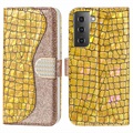 Croco Bling sorozat Samsung Galaxy S21 FE 5G pénztárca tok - arany