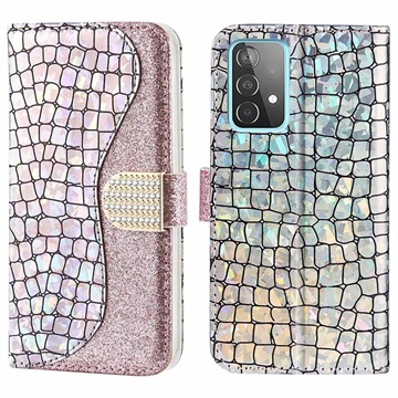 Croco Bling sorozat Samsung Galaxy A33 5G pénztárca tok