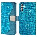 Croco Bling Sorozat Samsung Galaxy A34 5G Pénztárca Tok - Kék