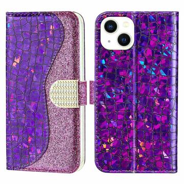 Croco Bling Series iPhone 14 Plus Wallet Case - Lila