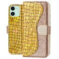 Croco Bling iPhone 11 pénztárca tok - arany