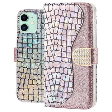 Croco Bling iPhone 11 pénztárca tok - ezüst