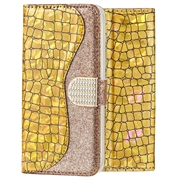 Croco Bling iPhone XS Max pénztárca tok - arany