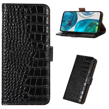 Crocodile Series Motorola Moto G62 5G Wallet Leather Case with RFID - Black