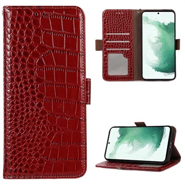 Crocodile sorozat Samsung Galaxy S21 FE 5G pénztárca bőr tok RFID-vel