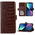 Crocodile Series iPhone 13 pénztárca bőr tok RFID-vel