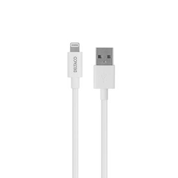 Deltaco USB 2.0 Lightning kábel - 1m - Fehér