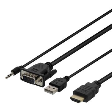 Deltaco VGA to HDMI Adapter Cable with Audio - 2m