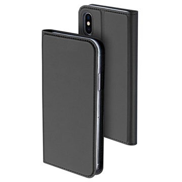 iPhone X / iPhone XS Dux Ducis Skin Pro Series Flip tok - sötétszürke