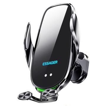 ESSAGER 15W Smart Car vezeték nélküli töltő járműtelefon tartó töltő légbeömlő telefon tartó környezeti fénnyel