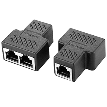 Ethernet RJ45 Splitter Adapter 1x2 - Fekete