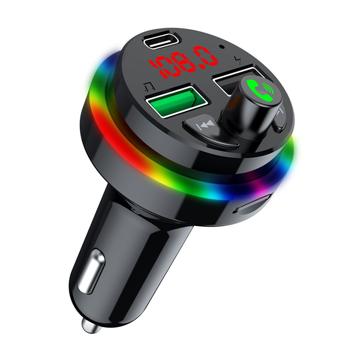 Bluetooth 5.0 FM adó / autós töltő RGB F17-tel - fekete