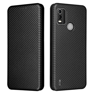 Nokia C21 Plus Flip Case - Carbon Fiber - Black