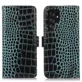 Crocodile Sorozat Samsung Galaxy S23 Ultra 5G Pénztárca Bőr Tok RFID-vel - Zöld