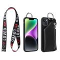 Strap Series iPhone 14 Plus Tok Levehető Pénztárcával - Fekete