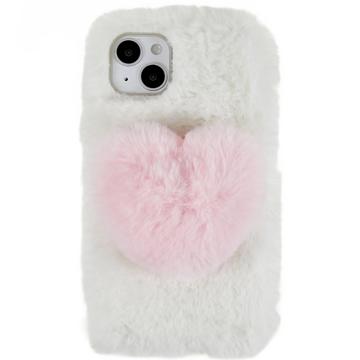 Plush Heart iPhone 14 Plus TPU Tok - Fehér