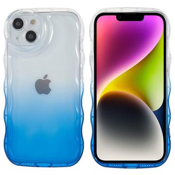 Wavy Edge Gradient iPhone 14 Plus TPU Tok - Kék