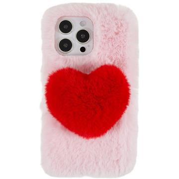 Plush Heart iPhone 14 Pro TPU Tok - Rózsaszín