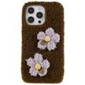 Fluffy Flower Series iPhone 14 Pro TPU tok - Barna